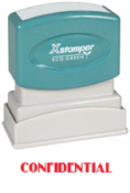 Secure your documents with the CONFIDENTIAL PTR 40 Red Title Stamp. Perfect for quick, clear impressions. Order now from CalStamp!
