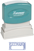 Shop the ENTERED PTR 40 Blue 1-Color Title Stamp at CalStamp. Perfect for organizing documents. Impression size: 1/2" x 1-5/8". Order now for efficient office use!