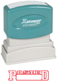 Get the POSTED PTR 40 Red Title Stamp from CalStamp! Perfect for marking documents, with a clear 'POSTED' impression. Order now for precise and professional stamping!