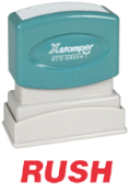 Get your RUSH PTR 40 RED 1-Color Title Stamp from CalStamp! Perfect for urgent documents. Impression size: 1/2" x 1-5/8". Order now for fast, reliable service!