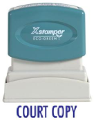 Get the COURT COPY PTR 40 Blue Title Stamp from CalStamp! Perfect for legal documents, with a 1/2" x 1-5/8" impression size. Order now for precise stamping!