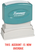 Get your PTR 40 Red 1-Color Title Stamp from CalStamp! Perfect for marking overdue accounts. Impression size: 1/2" x 1-5/8". Order now to streamline your billing!