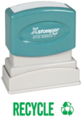 Eco-friendly RECYCLE PTR 40 Green Stamp. Pre-inked, 100,000 impressions. Perfect for offices. Order now from CalStamp and promote sustainability!