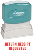 Get the 1504 1-Color Title Stamp from CalStamp. Perfect for 'Return Receipt Requested' needs. Impression size: 1/2" x 1-5/8". Order now for efficient mailing!