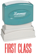 Get the FIRST CLASS PTR 40 RED Title Stamp from CalStamp! Perfect for marking important documents. Order now for clear, professional impressions.