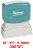 Get the 1-Color 'RECEIVED WITHOUT CONTENTS' Title Stamp from CalStamp. Perfect for efficient mail handling. Order now for clear, professional impressions!