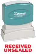 Get the 1575 1-Color Title Stamp from CalStamp! Perfect for marking documents, it reads 'RECEIVED UNSEALED'. Order now for clear, professional impressions!