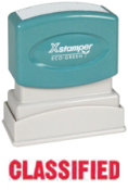 Get the CLASSIFIED 1588 Red Title Stamp from CalStamp! Perfect for secure documents, with a 1/2" x 1-5/8" impression size. Order now for fast shipping!