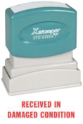 Get the PTR 40 Red 1-Color Title Stamp from CalStamp. Perfect for marking 'RECEIVED IN DAMAGED CONDITION'. Order now for clear, professional impressions!
