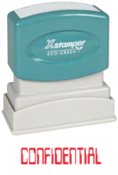 Get the 1604 1-Color Title Stamp from CalStamp! Perfect for marking documents as 'CONFIDENTIAL'. Impression size: 1/2" x 1-5/8". Order now for secure labeling!