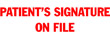 Get the 1625 1-Color Title Stamp from CalStamp. Perfect for medical offices, it reads 'PATIENT'S SIGNATURE ON FILE'. Order now for clear, professional documentation!