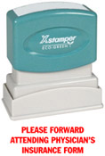 Shop the PLEASE FORWARD PTR 40 Red 1-Color Title Stamp at CalStamp. Perfect for insurance forms, with a 1/2" x 1-5/8" impression. Order now for efficient document handling!