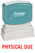 Get organized with the PHYSICAL DUE PTR 40 Red Title Stamp from CalStamp. Perfect for office use. Order now and streamline your paperwork!
