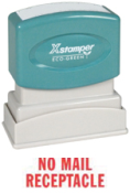 Get the NO MAIL RECEPTACLE PTR 40 RED stamp from CalStamp. Perfect for clear communication. Order now and ensure your message is seen!