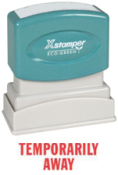 Shop CalStamp's TEMPORARILY AWAY PTR 40 Red Stamp. Perfect for quick notices, 1/2" x 1-5/8" impression. Order now for efficient office communication!