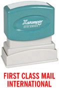 Shop the 1725 1-Color Title Stamp at CalStamp! Perfect for marking 'FIRST CLASS MAIL INTERNATIONAL'. Impression size: 1/2" x 1-5/8". Order yours today!
