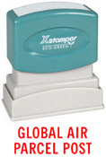 Shop the 1813 1-Color Title Stamp at CalStamp! Perfect for marking 'GLOBAL AIR PARCEL POST'. Compact size: 1/2" x 1-5/8". Order now for efficient mailing!