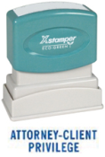 Ensure confidentiality with our ATTORNEY CLIENT PRIVILEGE PTR 40 Blue Stamp. Perfect for legal documents. Order now from CalStamp!