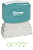 Get the COPY PTR 40 Green 1-Color Title Stamp from CalStamp! Perfect for clear, professional impressions. Order now for precise 1/2" x 1-5/8" 'COPY' stamps!