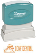 Shop the 1818 1-Color Title Stamp at CalStamp! Perfect for marking documents 'CONFIDENTIAL'. Impression size: 1/2" x 1-5/8". Order now for secure labeling!