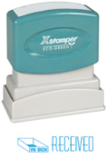 Get organized with the RECEIVED PTR 40 Blue 1-Color Title Stamp. Perfect for office use. Impression size: 1/2" x 1-5/8". Order now at CalStamp!