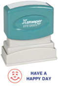 Brighten someone's day with the 2020 2-Color Title Stamp! Impression size: 1/2" x 1-5/8". Reads: 'HAVE A HAPPY DAY'. Order now from CalStamp and spread joy!