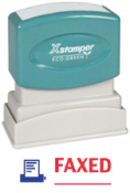 Get the 2023 2-Color Title Stamp 'FAXED' from CalStamp. Perfect for office use with a 1/2" x 1-5/8" impression size. Order now for efficient document management!