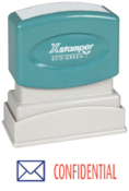 Secure your documents with the 2034 2-Color 'CONFIDENTIAL' Title Stamp. Perfect for office use. Order now from CalStamp and ensure your information stays protected!