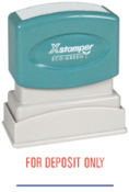 Get the 2035 2-Color Title Stamp from CalStamp! Perfect for banking, it reads 'FOR DEPOSIT ONLY' with a 1/2" x 1-5/8" impression. Order now for efficient transactions!