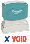 Get the 2037 2-Color Title Stamp from CalStamp! Perfect for marking documents 'VOID' with a 1/2" x 1-5/8" impression. Order now for clear, professional results!