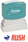 Get your 2040 2-Color 'RUSH' Title Stamp from CalStamp! Perfect for urgent documents. Impression size: 1/2" x 1-5/8". Order now for fast, clear marking!