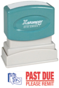 Get the 2049 2-Color Title Stamp from CalStamp! Perfect for marking 'PAST DUE PLEASE REMIT' with a 1/2" x 1-5/8" impression. Order now for efficient billing!