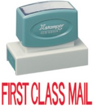 Get your 1-Color Jumbo Stock Stamp from CalStamp! Perfect for marking 'FIRST CLASS MAIL' with a 7/8" x 2-3/4" impression. Order now for fast, efficient mailing!