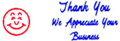 Get the CalStamp Two-Color Jumbo Stock Stamp. "THANK YOU WE APPRECIATE YOUR BUSINESS" in Red & Blue ink. Lasts 100,000 impressions. Order now for lasting impressions!