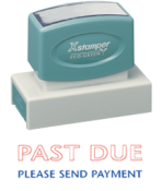 Get the Two-Color Jumbo Stock Stamp from CalStamp! "PAST DUE PLEASE SEND PAYMENT" in Red & Blue ink. Lasts up to 100,000 impressions. Order now for efficient billing!